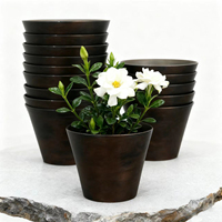 Grand pot de fleurs moderne en plastique PP, sculpté à la main, écologique, durable, léger, avec fonction d'arrosage, pour la maison