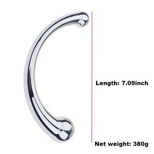 マッサージワンドセックスアナルプラグGスポット金属アナルビーズ固体金属湾曲二重終了オナニー大人用おもちゃカップル用 - Product Image 5