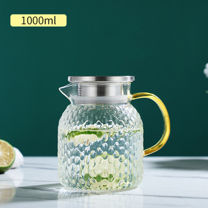 Jarra de Vidrio de Borosilicato de Alta Resistencia para Agua Fría, 1800ml, Grande, Transparente, Ámbar, para Leche, Jugo, Camping, Tetera de Vidrio - Product Image 5
