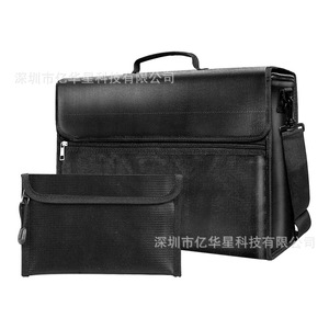 Fireproof <b>Document</b> <b>Bag</b> 43x30x12cm Black Zipper Portable Storage For Home Office New Liquid Silicone Composite Cloth - Product Image 4