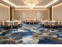 Tapis de banquet en polyester pour entrepreneur en aménagement intérieur, résistant à l'usure, OEM, échantillon gratuit, personnalisation de dessin gratuite