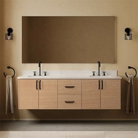 Prix abordable personnalisé en bois massif style moderne mural salle de bain vanités ensemble armoire de toilette pour hôtel usage domestique