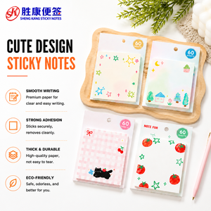 Cute Cartoon Pattern Sticky Notes Self-Adhesive <b>Memo</b> <b>Pads</b>, 60 Sheets Premium Thick Paper for Student Study, Office Reminder - Product Image 1