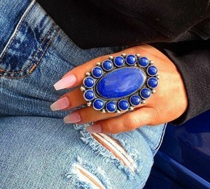 Natura Lapis Lazuli 925 Sterling Silver <b>Statement</b> <b>Ring</b> <b>for</b> <b>Women</b> Blue Lapis Lazuli Healing Stone Solid Silver <b>Ring</b> Fine Jewelry - Product Image 1