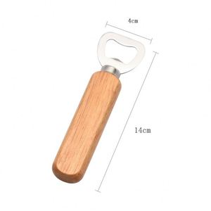 Ouvre-bouteille en bois de caoutchouc personnalisé avec logo, ouvre-bouteille en acier inoxydable pour bar, restaurant, hôtel, cuisine, mini-outil - Product Image 3