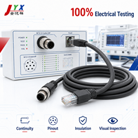Kabel Ethernet Industri M12 X-Coded ke RJ45 8 Pin Berpelindung untuk Otomasi PLC Visi Mesin