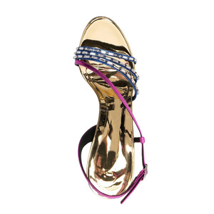 Sandalias de tacón alto con diamantes de colores mixtos y diseño de patchwork en la correa trasera, talla grande 46 para mujer, ajuste ancho, tipo mules. - Product Image 5