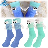 Chaussettes de sport pour couples, design amusant pour les jeunes, logo en bas, coton bambou, hiver, bleu vert