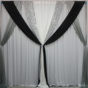 Rideaux de fond à <span class=keywords><strong>paillettes</strong></span> roses 2 panneaux décoration de fête prénatale et de mariage 5 pieds 8 pieds accessoires photographiques en soie glacée - Product Image 5