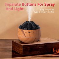 Humidificateur d'huiles essentielles pour la maison, mini humidificateur portable, humidificateur à flamme, diffuseur d'arômes volcan, avec lumière nocturne