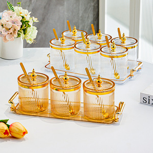 <b>Spice</b> <b>Jar</b> <b>Set</b> With Spoons Airtight Glass Condiment <b>Jars</b> For Kitchen Storage M Size Metal Lid Solid Seasonings - Product Image 1