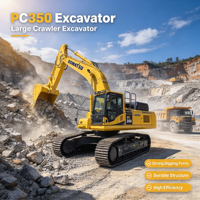 Excavatrice sur chenilles Komatsu PC350 d'occasion, machine de terrassement puissante, fabriquée au Japon pour les travaux de construction lourde