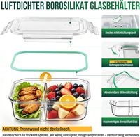 Ensemble de 2 récipients en verre avec couvercle, 1000 ml, 2 compartiments, hermétiques, sans BPA, compatibles lave-vaisselle, micro-ondes