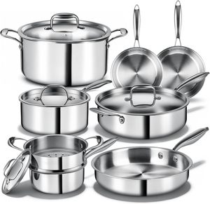 Kitchenware Steel 4 Piece <b>Cookware</b> <b>Set</b> Premium 304 Stainless Steel Stainless Steel with 3-Ply Construction Induction - Product Image 1