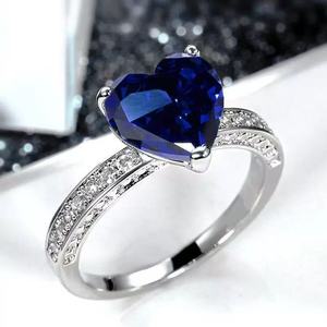 <span class=keywords><strong>Bague</strong></span> Cœur Rose en Zircon Cubique, Double Rangée Pavée à Quatre Griffes, Tonalité Argentée, Romantique et Élégante, Vente en Gros, Marque Privée, Cadeau <span class=keywords><strong>de</strong></span> Fiançailles pour Femme - Product Image 4
