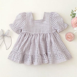 Vestidos de Bebé, <span class=keywords><strong>Ropa</strong></span> Infantil, Mangas Abullonadas Personalizadas, Ribete de Encaje, <span class=keywords><strong>Ropa</strong></span> de Verano para Niña - Product Image 4