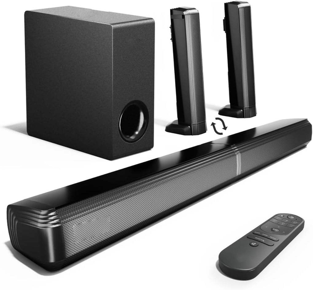 4.1 Channel TV Sound Bar with Subwoofer, Separable Design, 121 EQ Presets, Voice Enhancement, BT 5.3 Home Theater Systems