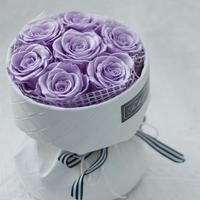 Lovebay Valentinstag Muttertag Geschenk Leder-Bouquet mit Ewigen Glitzer-Rosen Langlebiger Natürlicher Konservierter Rosenstrauß