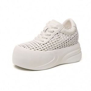 Korean <b>Style</b> Thick Soled Fashion Casual <b>Shoes</b> Women 2026 New Arrival Woven Mesh White Sneakers Soft Breathable Versatile - Product Image 2