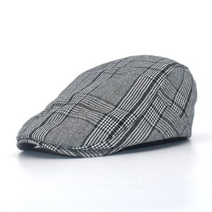 Fashion New European American Men Newsboy Cap Women Plaid Cloth Stitching Flat Top Lvy <b>Hat</b> - Product Image 3