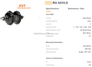 Moyeu de transmission automatique Bafang 5 vitesses RG A510.S.D M620/M630 pour vélo à pneus larges, roue arrière 26/700C/28 36H*13G ECity/eTour - Product Image 5