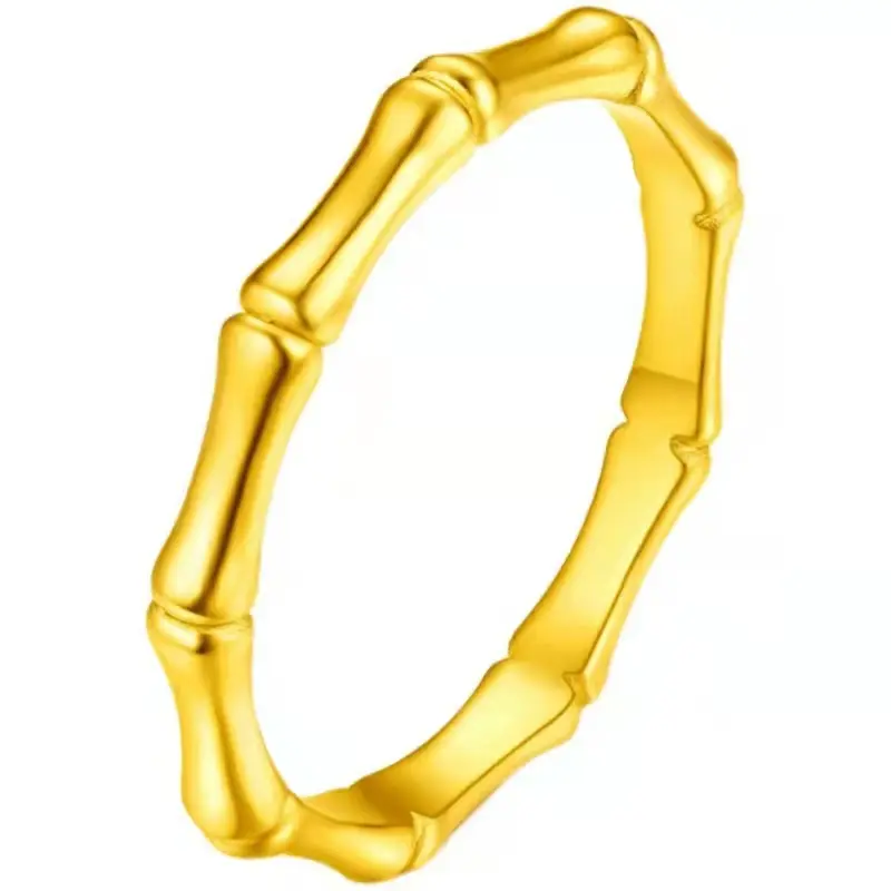 Bamboe Gezamenlijke Luxe Mode Pure 18K Gouden Sieraden Ringen Vrouwen Dames Vrouwelijke Bruids Engagement Wedding Ring Pawnable Goud