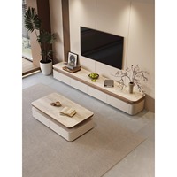 Table basse moderne minimaliste de luxe en pierre frittée écologique, aspect marbre, avec base en métal, pour salon