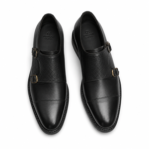 High Quality Double <b>Monk</b> Strap Leather <b>Shoes</b> <b>for</b> <b>Men</b> Luxury Style Formal Footwear Comfortable Fit with Dual Buckle Closure - Product Image 2