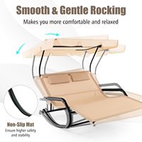 Fauteuil balançoire double d'extérieur 2 places avec auvent réglable, chaise longue de patio, lit hamac à bascule pour jardin