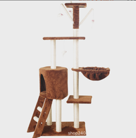 Grand arbre à chat en bois, griffoir multi-niveaux, meuble d'intérieur pour animaux de compagnie