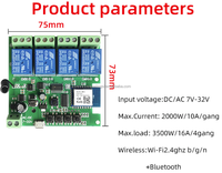 Module de relais intelligent SLS Tuya Smart Life DC 7-32V 4CH 10A 4 voies avec Alexa et Google Home pour système de maison intelligente électrique de garage