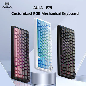 Clavier mécanique de jeu AULA F75 RGB filaire 2.4G sans fil programmable USB/Type-C avec interrupteur mécanique personnalisé PBT <span class=keywords><strong>Kailh</strong></span> pour - Product Image 1