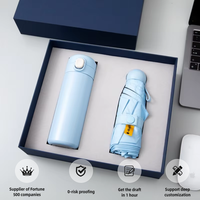 Ensemble cadeau promotionnel de bouteille d'eau isotherme en acier avec logo personnalisé de haute qualité de la marque Starlink, parapluie inclus