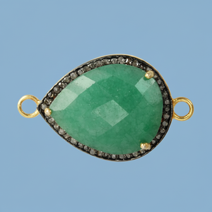 Conector de piedras preciosas de diamante pavé de oro amarillo de 14 quilates. Esmeralda de Plata de Ley 925 para pulsera para regalo de fiesta de boda joyería de cáñamo - Product Image 1