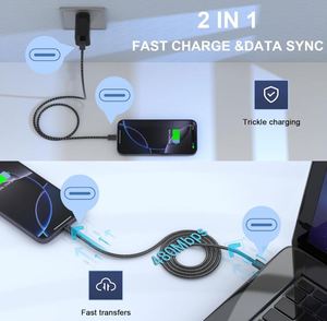 สายชาร์จ USB C to USB C 3A ยาว 3 ฟุต 6 ฟุต 60W ชาร์จเร็ว สายถักไนลอน สำหรับ iPhone 16 15 Pro Max พร้อมกล่องบรรจุภัณฑ์ - Product Image 5
