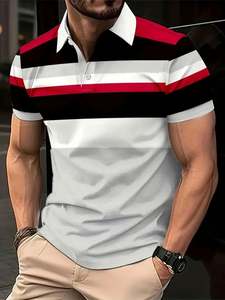 Top vente hommes décontracté impression 3D chemise de Golf à manches courtes boutonné coupe régulière polo pour printemps été automne - Product Image 4