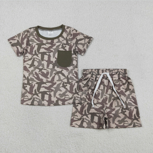 ชุดเสื้อผ้าเด็กผู้ชายแขนสั้นลายพรางกวางเป็ดพร้อมกระเป๋าสำหรับล่าสัตว์ - Product Image 2