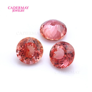 Cadermay Padparadscha Orange Ruby Round Loose Stone Synthetic Lab Created For Jewelry Making - Product Image 1