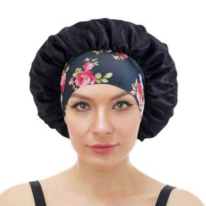 Luxury Satin Floral Wide Band Hair <b>Wraps</b> & Bonnets-Soft Adjustable Multi-Function Women's Bonnets for Sports & Travel - Product Image 5