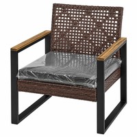 Ensemble de meubles de patio en rotin moderne 4 places, 4 pièces, pour extérieur, balcon, véranda, jardin, pelouse, noir, brun clair
