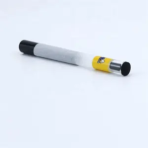 Branded Custom Logo Wrapped Glass Straight Tube Silicone Stopper Smoking Accessories 98mm Rice Paper Holder Plastic Tube