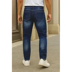 Jeans da Uomo Adrenaline a Gamba Dritta, Denim Blu Effetto Usurato, Vita Media, 5 Tasche - Product Image 2