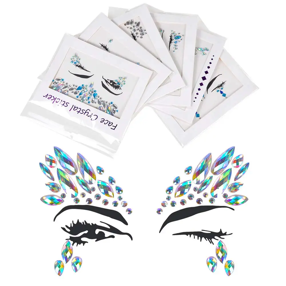 Hot Sale Rhinestone Eyes Body Face Crystal Stickers Temporary Tattoo Sticker Party Decorations