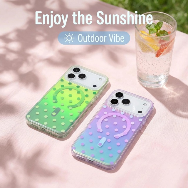 NEW Style Luxury PC Shockproof Magnetic IMD Laser Gradient Wave Dots Phone Case for 18/17/16 Pro Max