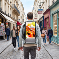 Mochila Porta-Pantalla LCD de 21.5 Pulgadas con Sistema Android, Señalización Digital, Cartel Publicitario Portátil para Exteriores