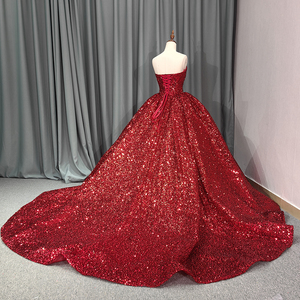 <b>Red</b> <b>Glitter</b> Crystal Sequins Ball Gown Quincenara Dresses Off the Shoulder Corset Sweet 16 Evening Dress 6663 - Product Image 6