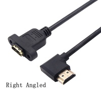 Câble d'extension HDMI à angle gauche et droit à 90 degrés 19p 1.4 mâle à femelle avec trou de vis peut verrouiller le câble de montage sur panneau 30cm