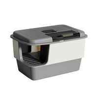 Caixa de Areia Automática PawFresh para Gatos Brancos e Cinzas, Extra Grande, Tipo Corredor Quadrado, Fechada, com Canal Anti-Salpicos de Areia