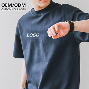 Wholesale Heavyweight 100 Cotton <b>Box</b> Cut Tees Unisex Mock Neck Cut and <b>Sew</b> T-Shirts With Oversized Fit Printed Logos for Men - Product Image 1