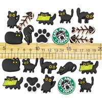 Breloques de chaussures en caoutchouc souple PVC DIY Animaux Décorations de chaussures Accessoires Kawaii Ornements de chaussures de chat noir pour sabots